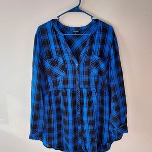Blue Plaid Dress Shirt from Torrid!